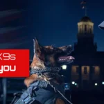 Police officer with K9 at night.