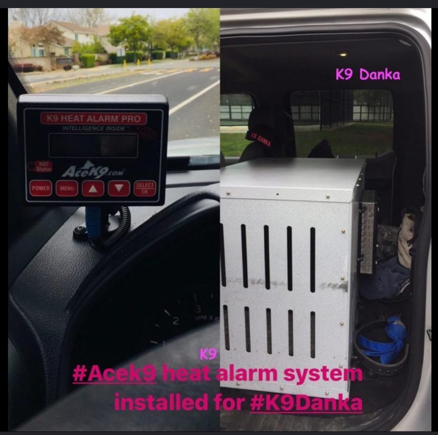 K9 Danka's patrol car with AceK9 vehicle heat alarm system installed by Project Paws Alive
