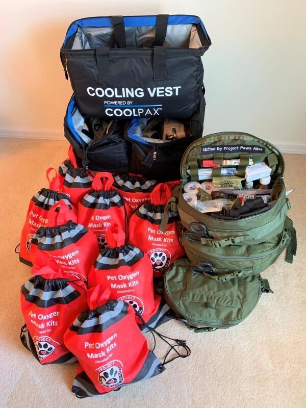 Cooling vest, oxygen mask kits, and first aid gear provided to the Aiken County Sheriff's Office K9 team
